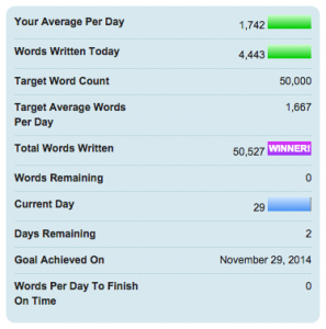 I kind of wish I'd written one extra word, just so that would say "4444 words written today". :D