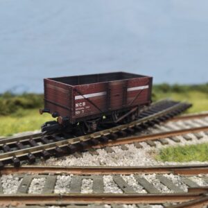 TTC036W SAWYER MODELS EXCLUSIVE IRON HORSE RAILWAYS WEATHERING PECO TT:120 7 PLANK OPEN WAGON 'NCB' RED No. 3 WEATHERED