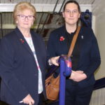 Cllrs Christine Wild and Zoë Kirk-Robinson stood on the stairs leading down to the platforms at Daisy Hill Station, November 2018